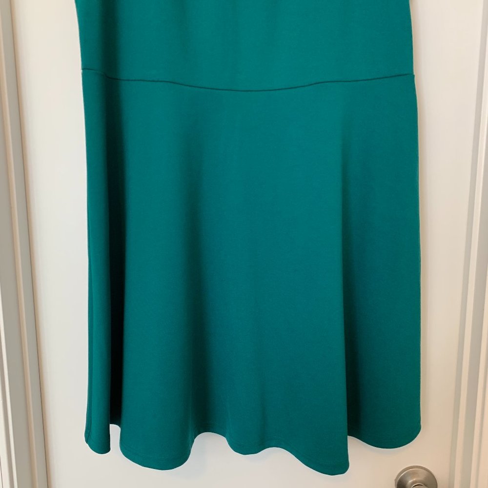 Gently Worn Mossimo Emerald Green Skater Tank Dress with Black Lace Accent - Picture 4 of 13